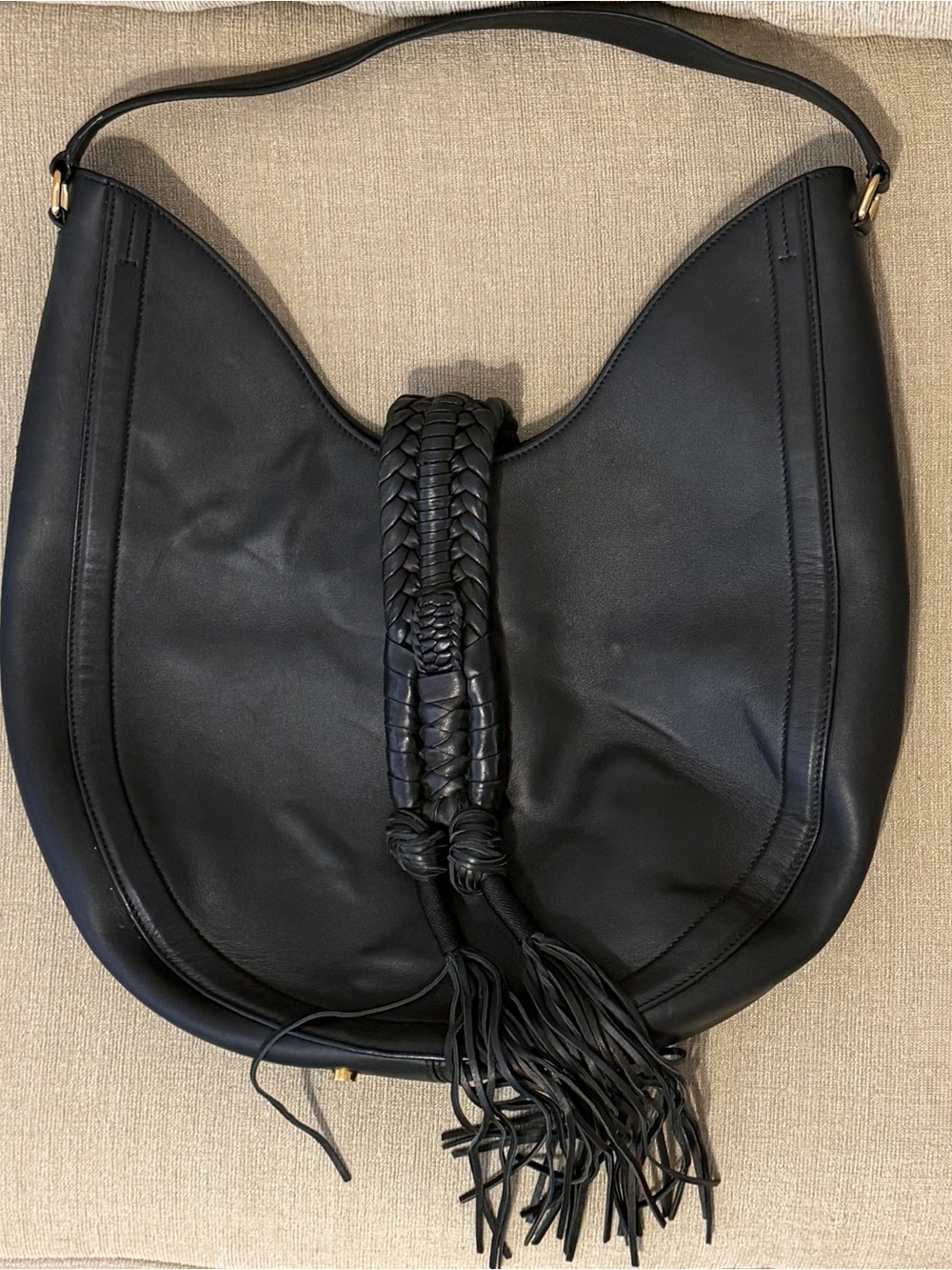 Altuzarra Black Braided Tassel Leather Shoulder Bag